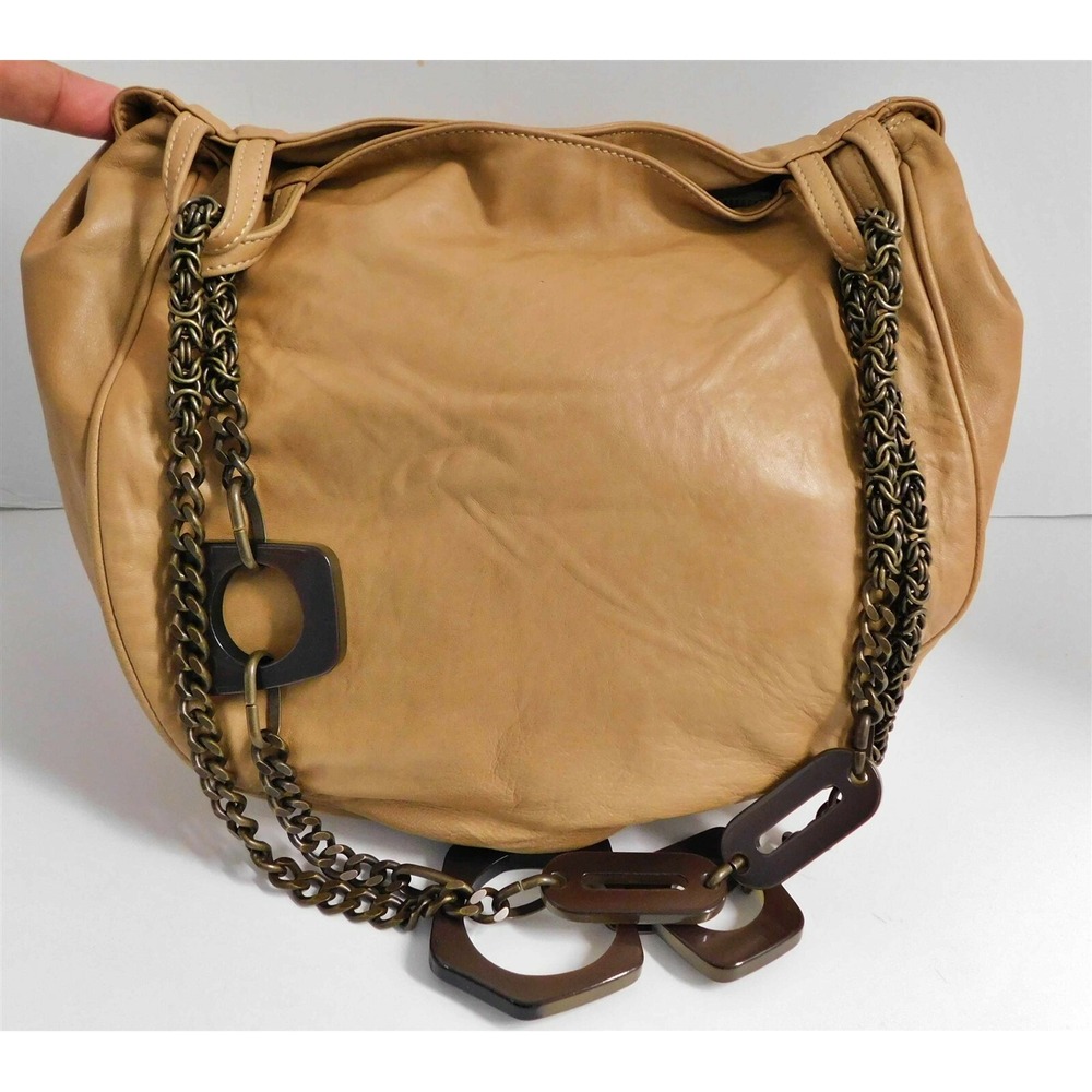 Marni Caramel‎ Nappa Leather Lucite Gold Chain Shoulder Crossbody Bag $985rt